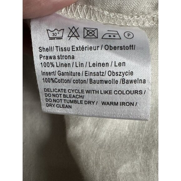 Malvin I love Linen Germany Womens Blouse L Tan‎ 100% Linen Crochet Boho Peasant - Picture 9 of 13